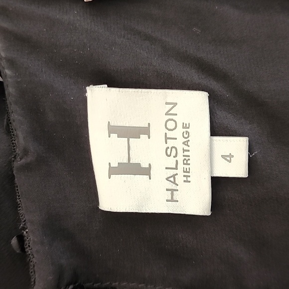 Halston Heritage Black Silk and Sequin Asymmetrical Gown size 4 - Picture 12 of 13